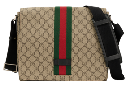 GG Web Messanger Bag, &pound;650, Handbags, Brown, Canvas, Front view